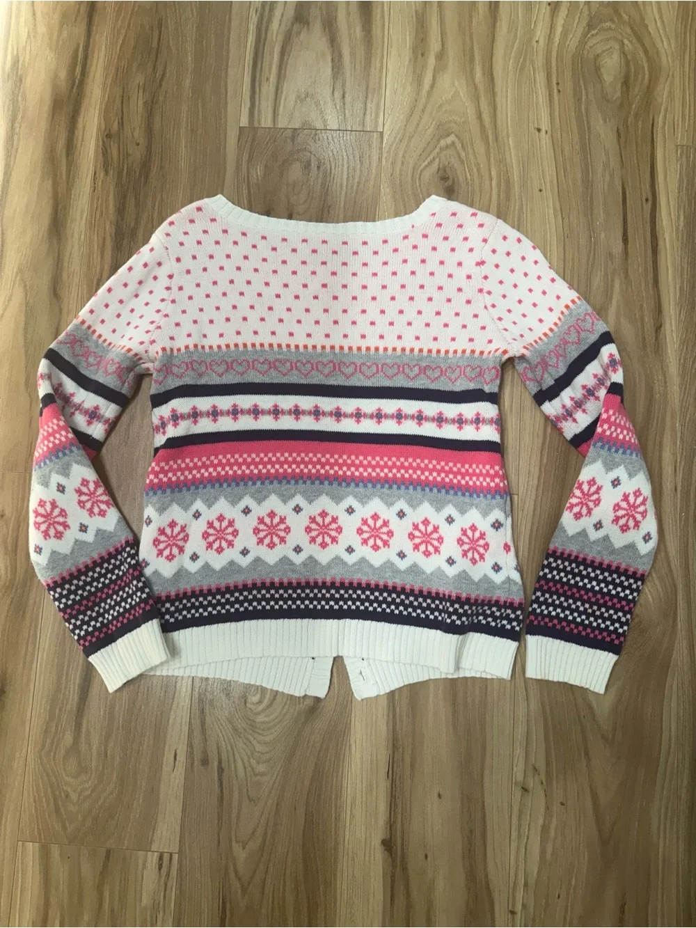 Gymboree Girls Fair Isle Button Cardigan - White, Pink, Gray, Navy